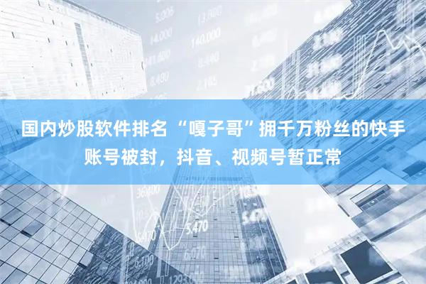 国内炒股软件排名 “嘎子哥”拥千万粉丝的快手账号被封，抖音、视频号暂正常